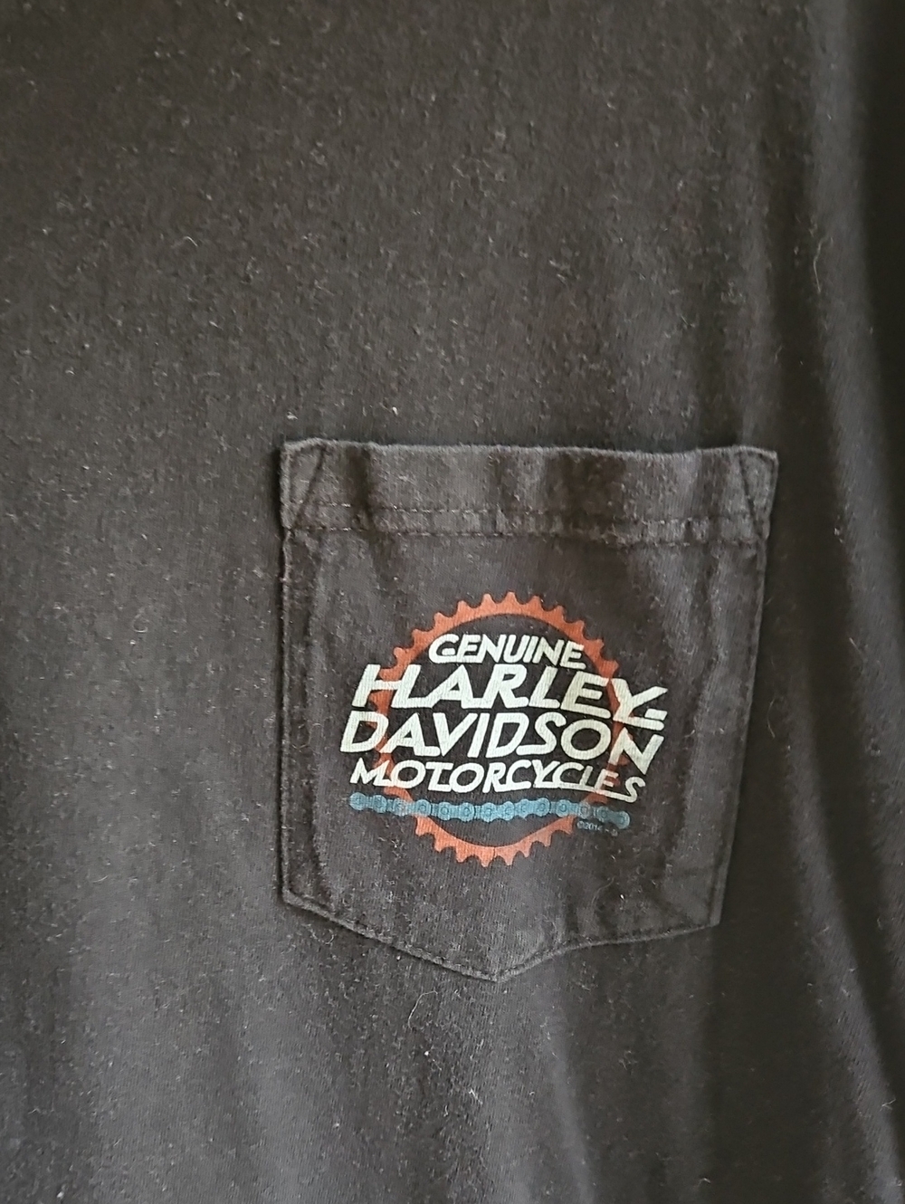 Harley-Davidson Black Short Sleeve Pocket Tee with Red and Blue Logo